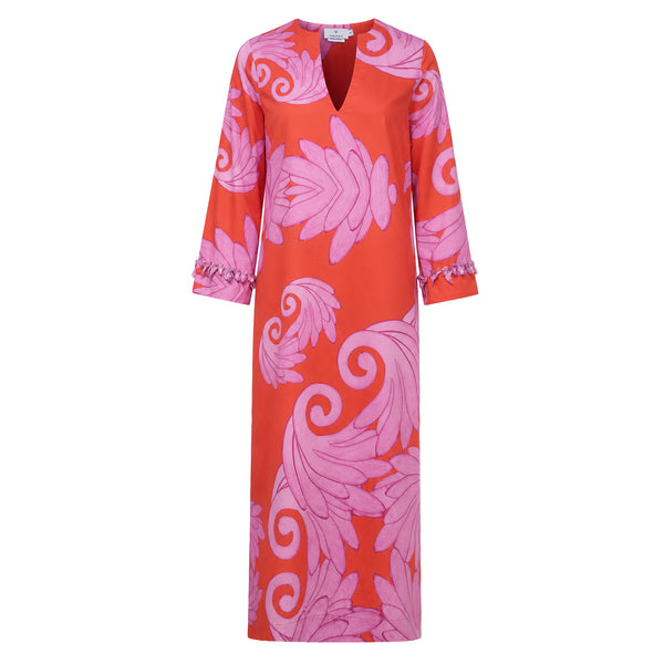 Lydia Kaftan Side Splits Embroidered Sleeves