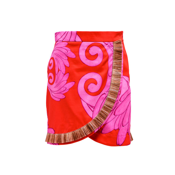 Lydia Mini Skirt with Raffia