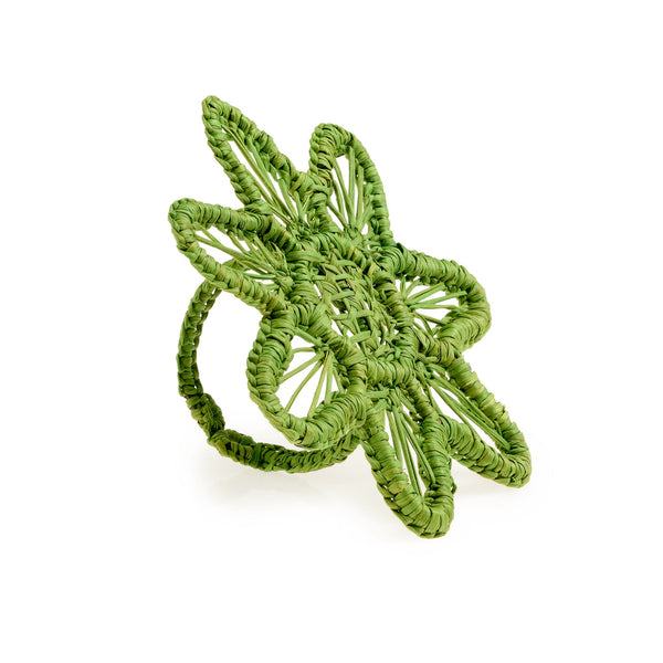 Kyma Lime Green Iraka Palm Napkin Ring, Set of 2