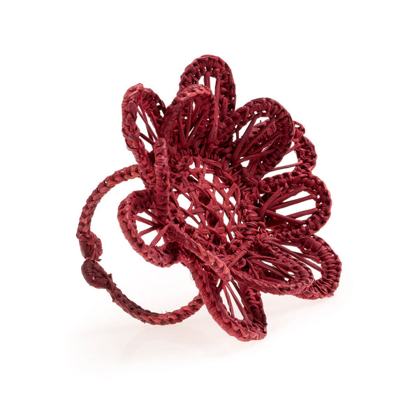Symi Burgundy Iraka Palm Napkin Ring, Set of 2