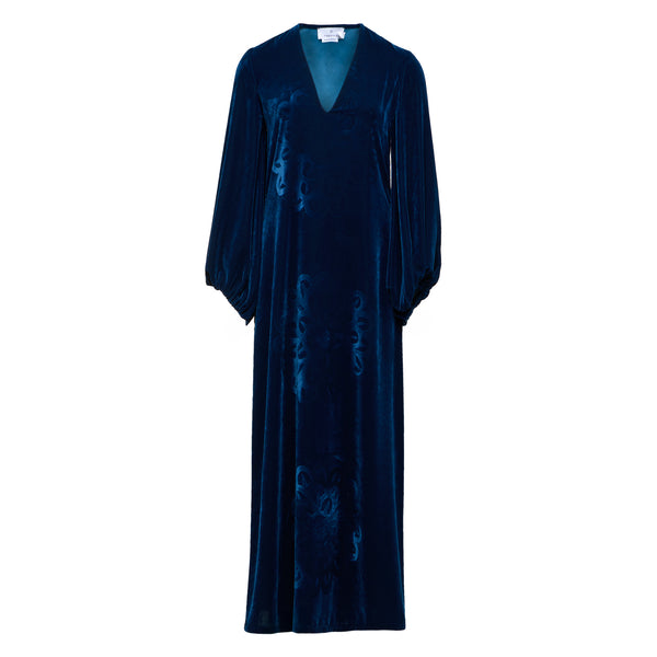 Anthos V-Neck Silk Velvet Blend Dress