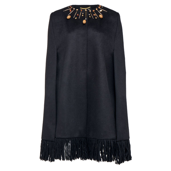 Antiope Black Cashmere & Wool Cape