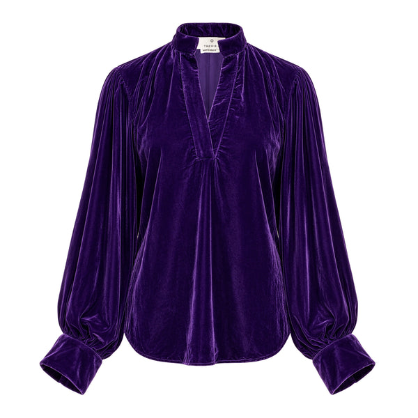 Violet Silk Velvet Blend Blouse