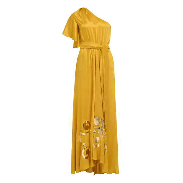 Aetheria One Shoulder Maxi Silk Dress