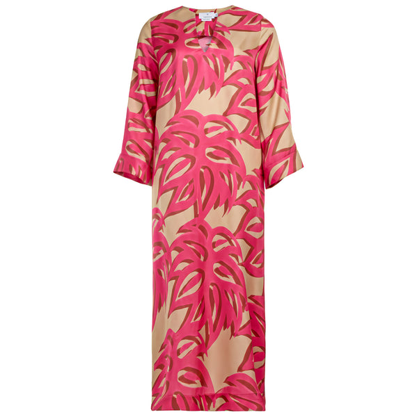 Elegant airy kaftan in a silk-viscose blend for soft feel and flow. Side slits add comfort and grace. 70% silk, 30% viscose. Handwash. Handmade in Athens.
