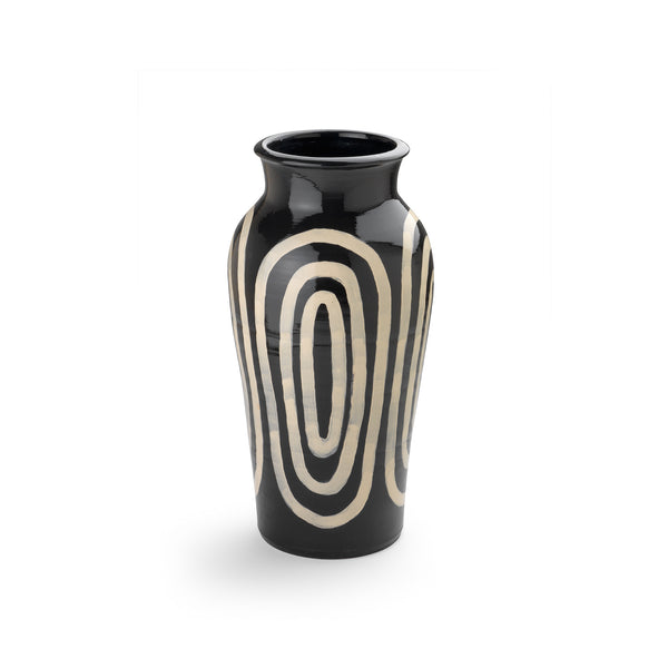 Kyklos White on Black Vase