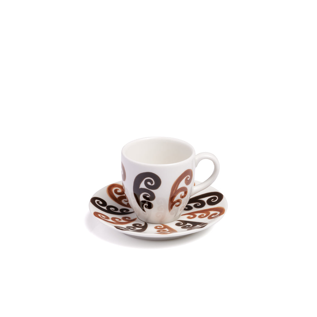 Athenee Two Tone Brown Peacock Espresso Cup (Set of 3)